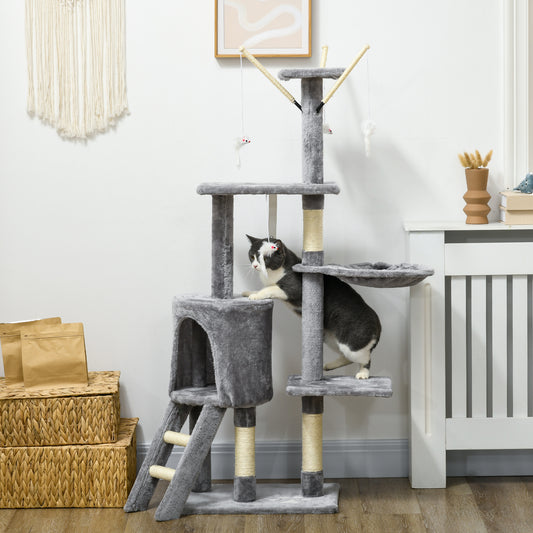 Cat Tree Kitty Activity Centre Condo Scratching Post with Toys 131Cm